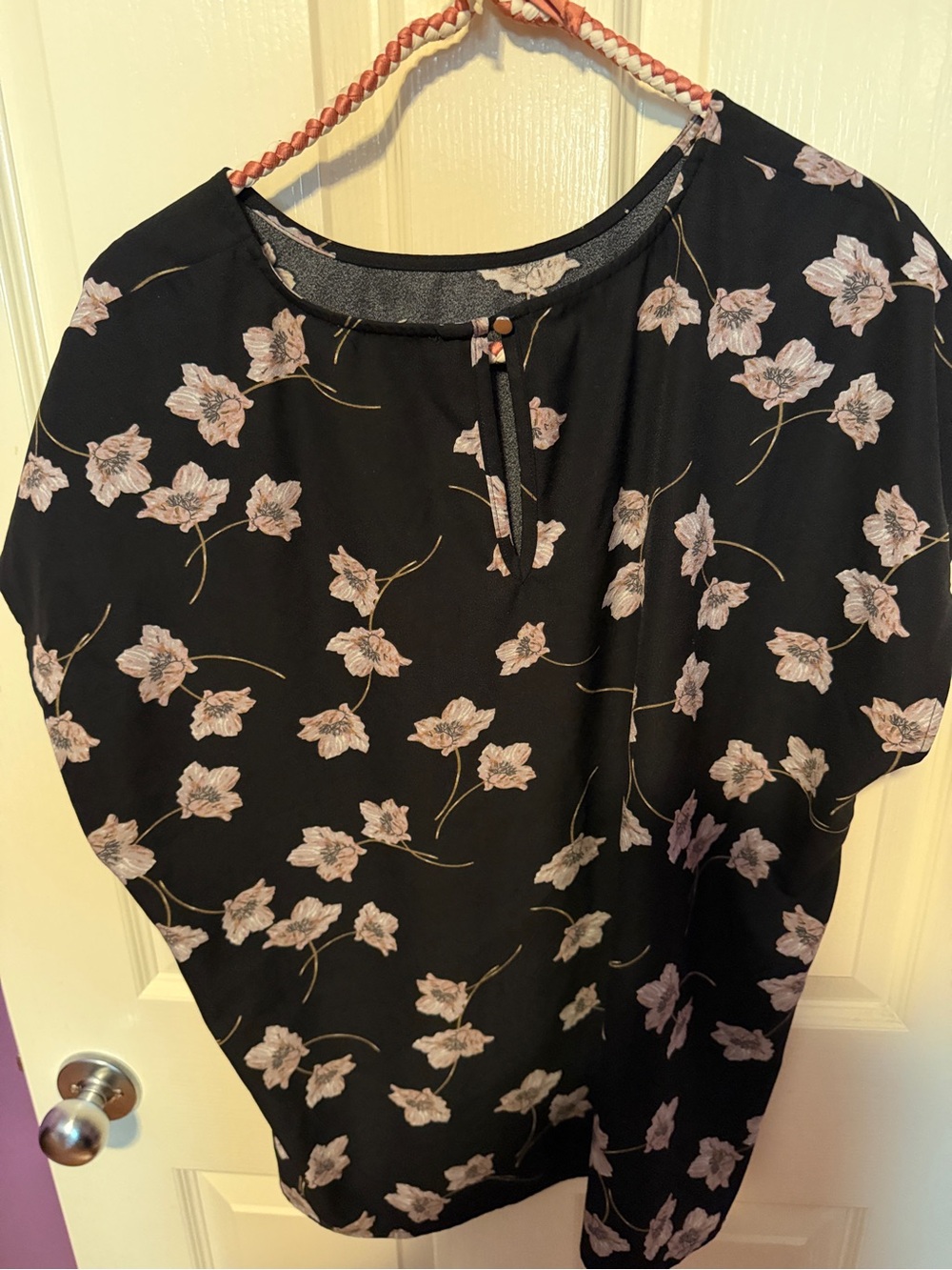 Ricki's Black Blouse with Pale Pink Floral Print